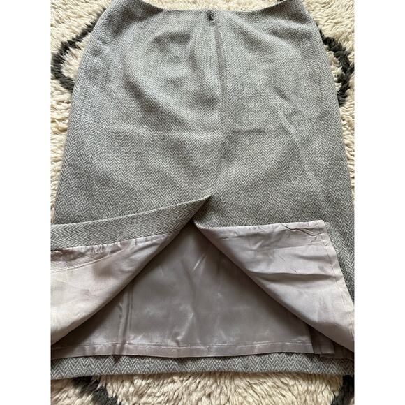 LAUREN RALPH LAUREN Pencil Skirt wool S12 Classic Herringbone Lined Career gray - Picture 7 of 13